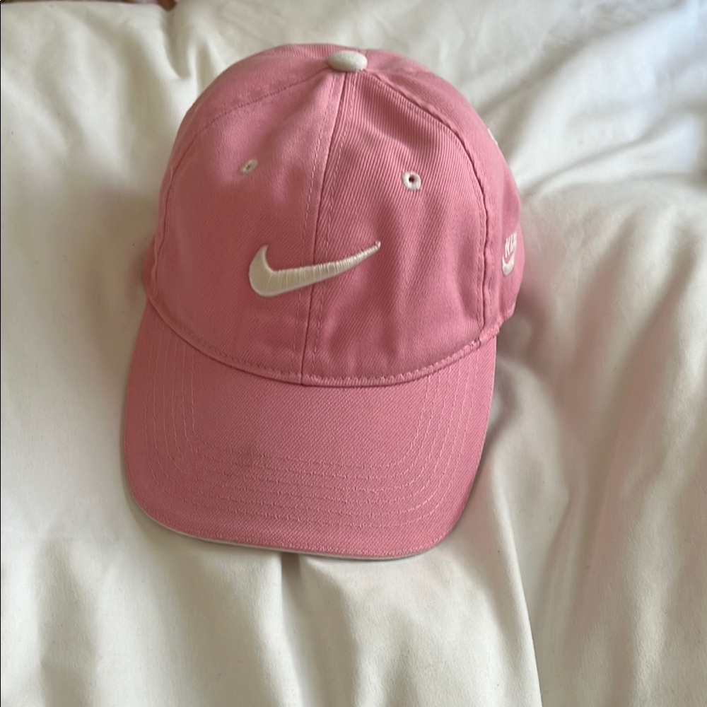 Nike Pink and White Hat with Iconic Swoosh